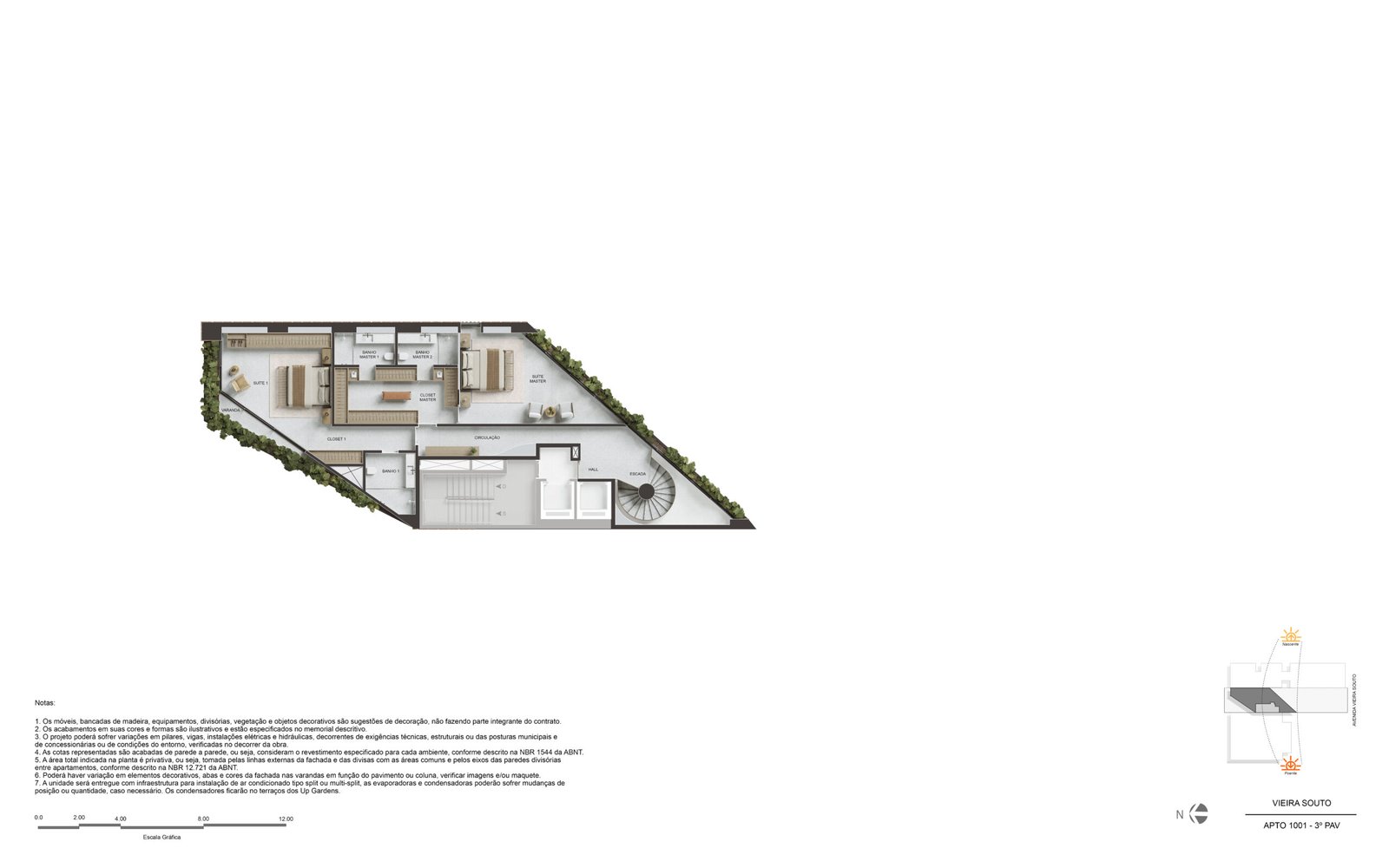 Planta Apto 1001 3º Pavimento — Vie Vieira Souto 432