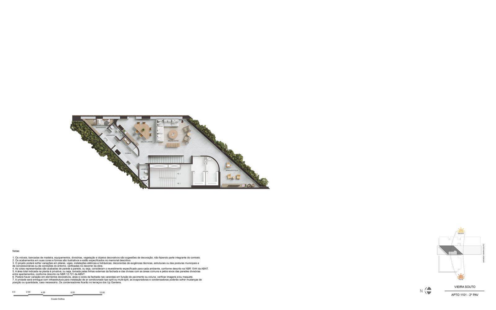 Planta Apto 1101 2º Pavimento — Vie Vieira Souto 432